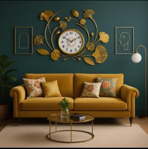 Acrylic Elegant Wall Clock with Dust Coated Gold Finish
