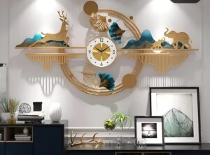 Acrylic Wild Mountain Wall Clock with PVD Coated Gold Finish