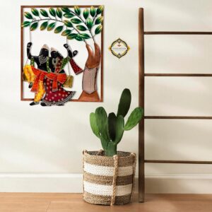 Designer Radha Krishna Square Frame LED Wall Hanging