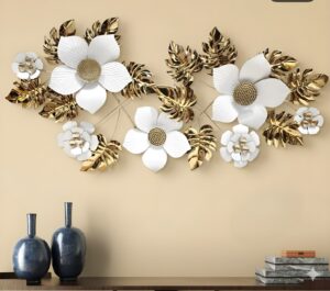 JINSHARNAM Acrylic Spiroz Golden White Wall Decor with PVD Coated Finish