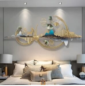 JINSHARNAM Acrylic Double Mountain Wall Dcor with PVD Coated Gold Finish